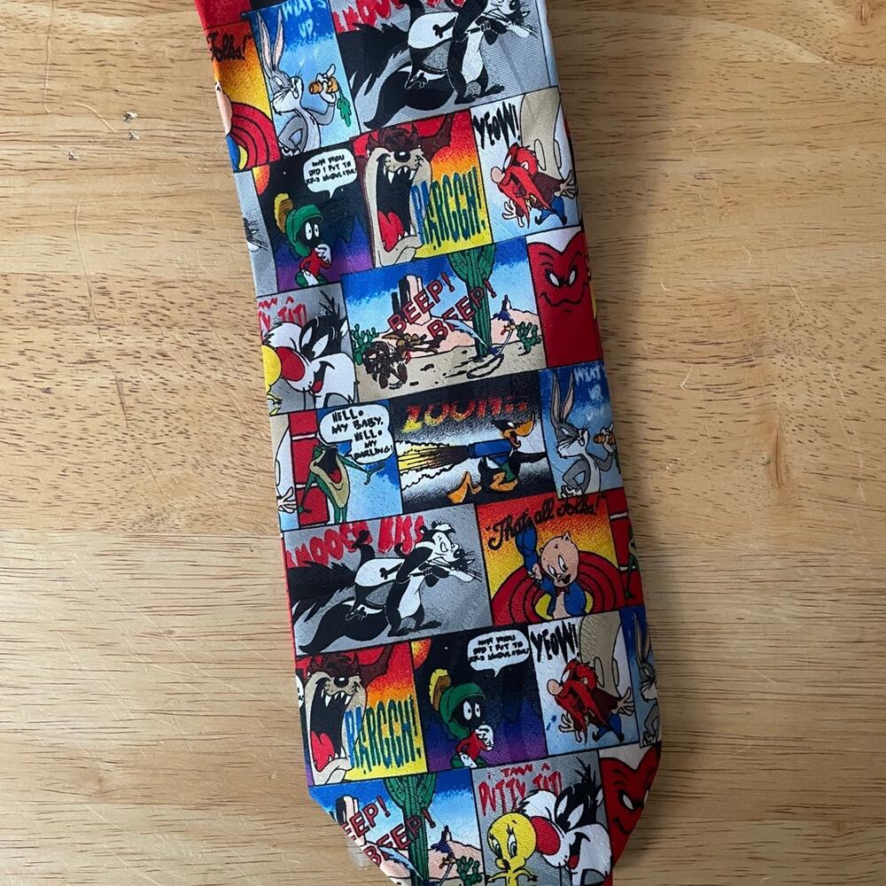 1996 Looney Tunes Mania Men’s Tie Bugs Bunny Daffy Duck Taz 4"